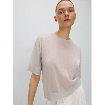 Reserved - Bluză cu fir metalic - roz-pastel ieftini