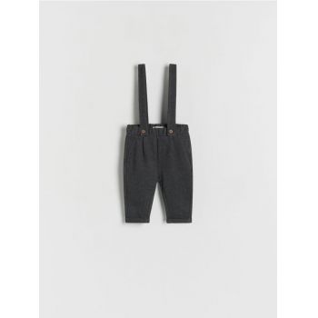 Reserved - Pantaloni din jerseu, cu bretele - gri-închis de firma original