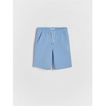 Reserved - Pantaloni scurți din bumbac cu buzunare - albastru