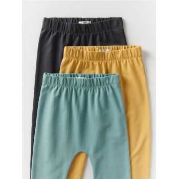 Reserved - Set de 3 perechi de pantaloni cu conținut ridicat de bumbac - galben-pal
