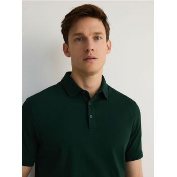 Reserved - Tricou polo regular - verde-închis ieftin