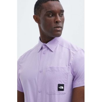 The North Face camasa barbati, culoarea violet, cu guler clasic, regular, NF0A879PQZI1 de firma originala