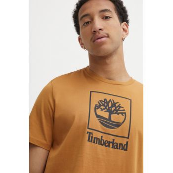 Timberland tricou din bumbac barbati, culoarea maro, cu imprimeu, TB0A5QSPP471 de firma original