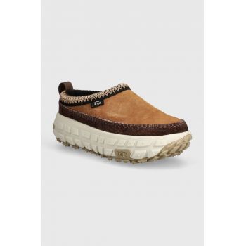 UGG papuci din piele Venture Daze barbati, culoarea maro, 1154530 de firma originali