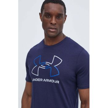 Under Armour tricou barbati, culoarea albastru marin, modelator ieftin