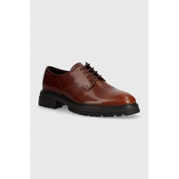 Vagabond Shoemakers pantofi de piele JOHNNY 2.0 culoarea maro, cu toc plat, 5479-201-49 de firma originali