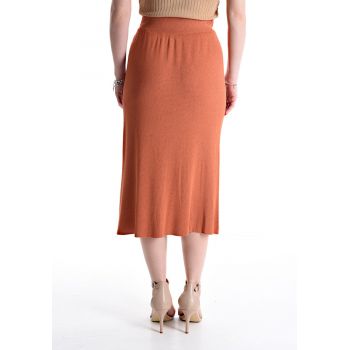 Fusta midi cu elastic si crepeu