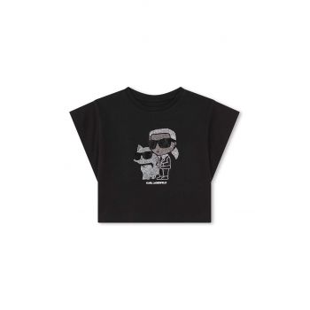 Karl Lagerfeld tricou de bumbac pentru copii culoarea negru
