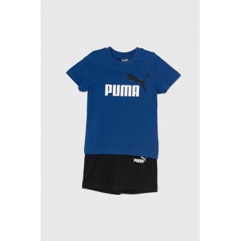 Puma set de bumbac pentru bebelusi Minicats & Shorts Set culoarea albastru marin ieftin