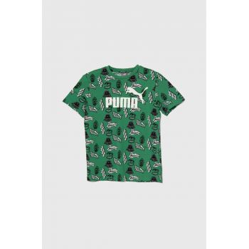 Puma tricou de bumbac pentru copii ESS+ MID 90s AOP B culoarea verde, modelator ieftin
