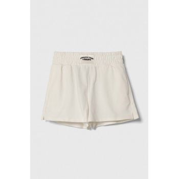 Sisley pantaloni scurți din bumbac pentru copii culoarea alb, neted de firma originali