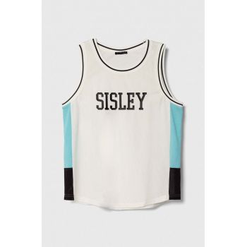 Sisley tricou copii culoarea alb, modelator ieftin