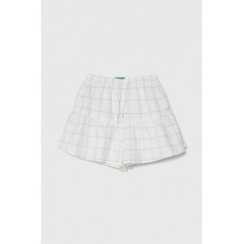 United Colors of Benetton pantaloni scurți de in pentru copii culoarea alb, modelator, talie reglabila