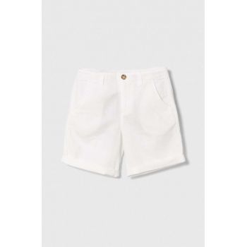 United Colors of Benetton pantaloni scurți de in pentru copii culoarea alb, talie reglabila de firma originali