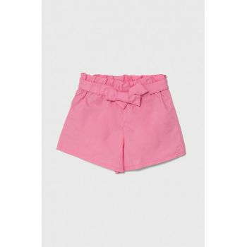 United Colors of Benetton pantaloni scurți din bumbac pentru copii culoarea roz, neted de firma originali
