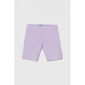 United Colors of Benetton pantaloni scurti copii culoarea violet, neted