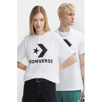 Converse tricou din bumbac culoarea alb, cu imprimeu ieftin