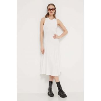 Desigual rochie FILADELFIA culoarea alb, midi, evazati, 24SWVK56 ieftina