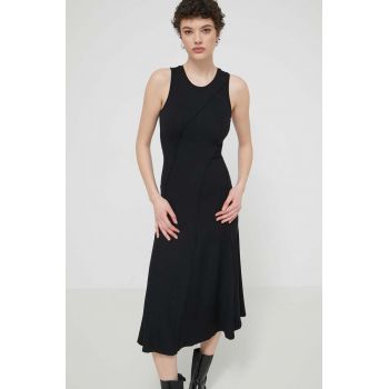 Desigual rochie FILADELFIA culoarea negru, midi, evazati, 24SWVK56 ieftina
