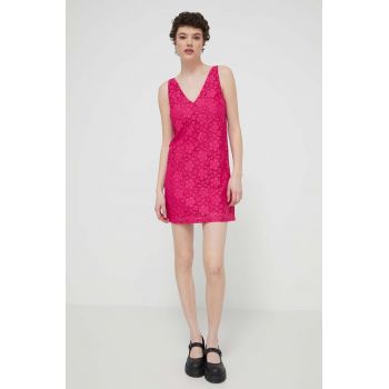 Desigual rochie LACE culoarea roz, mini, drept, 24SWVW48 ieftina