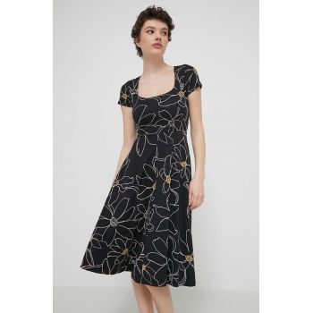 Desigual rochie MARGARITIS culoarea negru, mini, evazati, 24SWVK55 ieftina