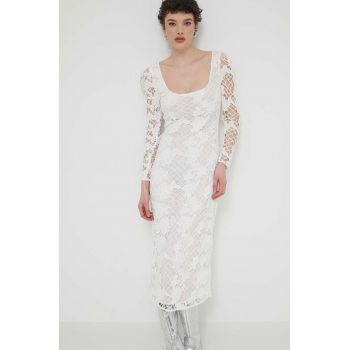 Desigual rochie SANDALO culoarea alb, midi, mulata, 24SWVW50 de firma originala