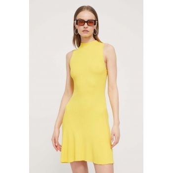 Desigual rochie TURNER culoarea galben, mini, evazati, 24SWVF08 de firma originala