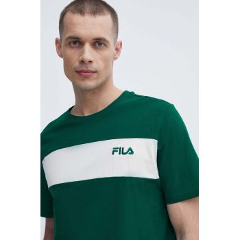 Fila tricou din bumbac Lankaran barbati, culoarea verde, cu imprimeu, FAM0680 ieftin