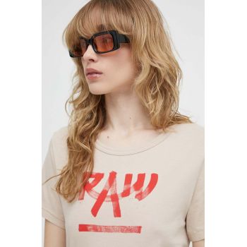 G-Star Raw tricou din bumbac femei, culoarea bej ieftin