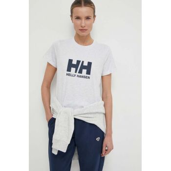 Helly Hansen tricou din bumbac femei, culoarea gri