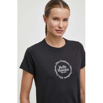 Helly Hansen tricou din bumbac femei, culoarea negru