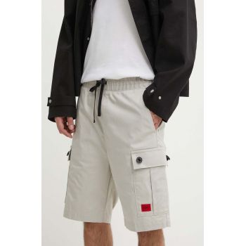 HUGO pantaloni scurți din bumbac culoarea gri, 50510594 de firma originali