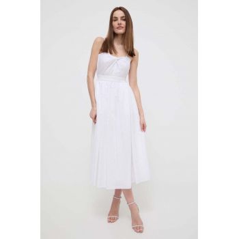 Karl Lagerfeld rochie culoarea alb, midi, evazati