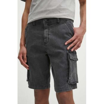 Medicine pantaloni scurti jeans barbati, culoarea gri ieftini