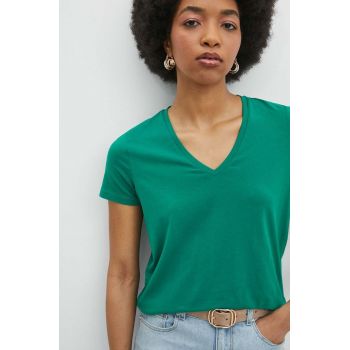 Medicine tricou din bumbac femei, culoarea verde ieftin