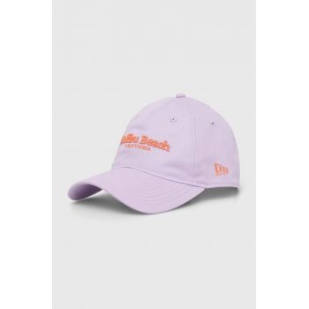 New Era șapcă de baseball din bumbac culoarea violet, cu imprimeu