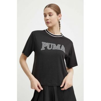 Puma tricou din bumbac SQUAD femei, culoarea negru 677903 ieftin