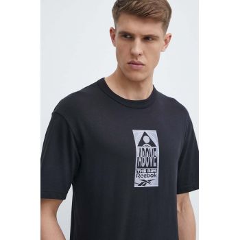 Reebok Classic tricou din bumbac Basketball barbati, culoarea negru, cu imprimeu, 100075504 ieftin