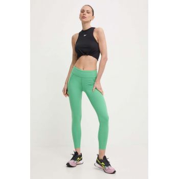 Reebok leggins de antrenament Lux culoarea verde, neted, 100076188