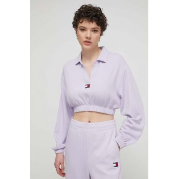 Tommy Jeans bluză femei, culoarea violet, cu imprimeu DW0DW17785