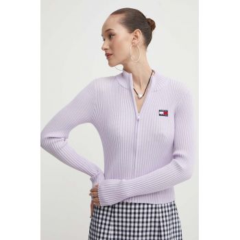 Tommy Jeans cardigan femei, culoarea violet DW0DW17243 ieftin