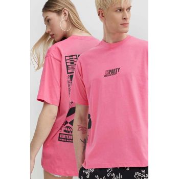 Vertere Berlin tricou din bumbac culoarea roz, cu imprimeu, VER T220
