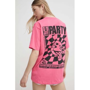 Vertere Berlin tricou din bumbac culoarea roz, cu imprimeu, VER T220 ieftin