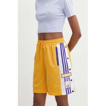 adidas Originals pantaloni scurti femei, culoarea galben, modelator, high waist, IS2471 ieftini