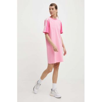adidas rochie din bumbac culoarea roz, mini, oversize, IR6055 ieftina