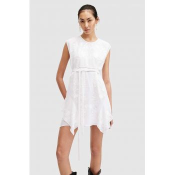 AllSaints rochie AUDRINA EMB DRESS culoarea alb, mini, evazati, W179DA