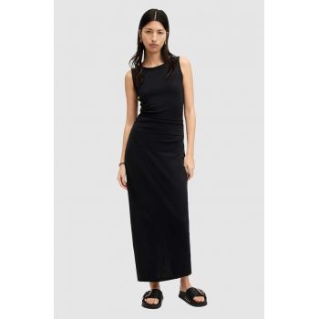 AllSaints rochie din bumbac KATARINA DRESS culoarea negru, maxi, mulata, W009DA