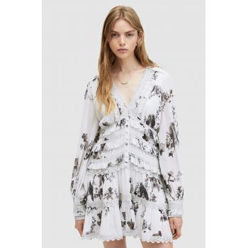 AllSaints rochie ZORA IONA DRESS culoarea alb, mini, evazată, W167DA