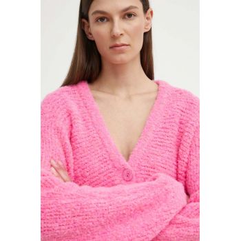 American Vintage cardigan din lana GILET ML culoarea roz, călduros, ZOL19AE24 de firma original
