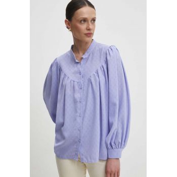 Answear Lab camasa femei, culoarea violet, cu guler stand-up, relaxed de firma originala